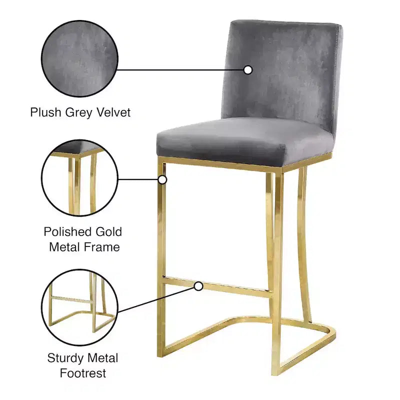 Meridian Furniture,Tabouret en velours Heidi