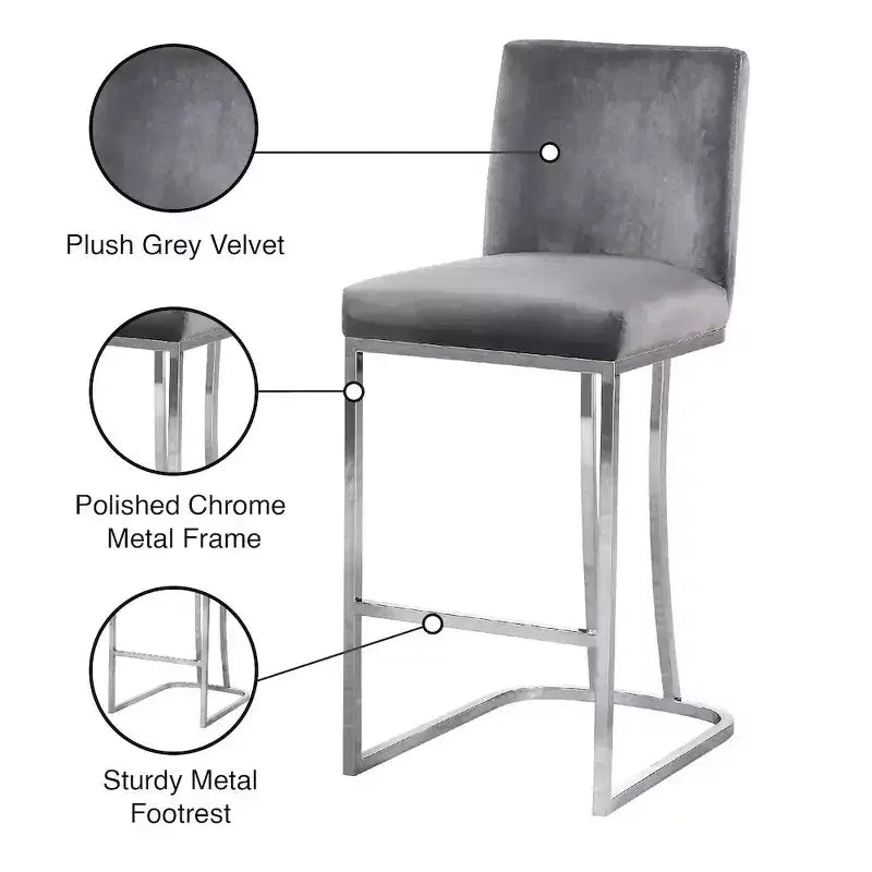 Meridian Furniture,Tabouret en velours Heidi