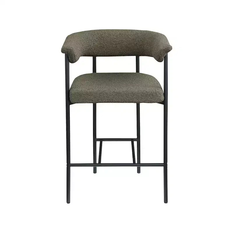 Meridian Furniture, Tabouret de comptoir Malin en tissu bouclette, Lot de 2