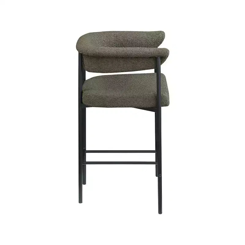 Meridian Furniture, Tabouret de comptoir Malin en tissu bouclette, Lot de 2