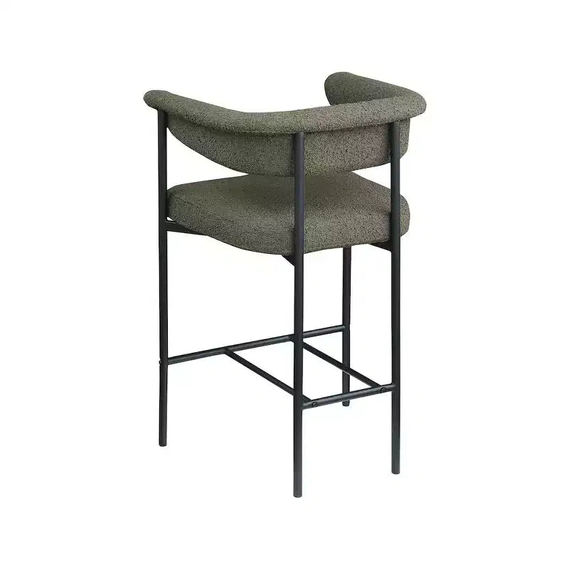 Meridian Furniture, Tabouret de comptoir Malin en tissu bouclette, Lot de 2