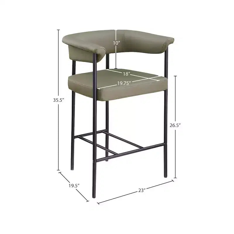 Meridian Furniture, Tabouret de comptoir Malin en tissu bouclette, Lot de 2