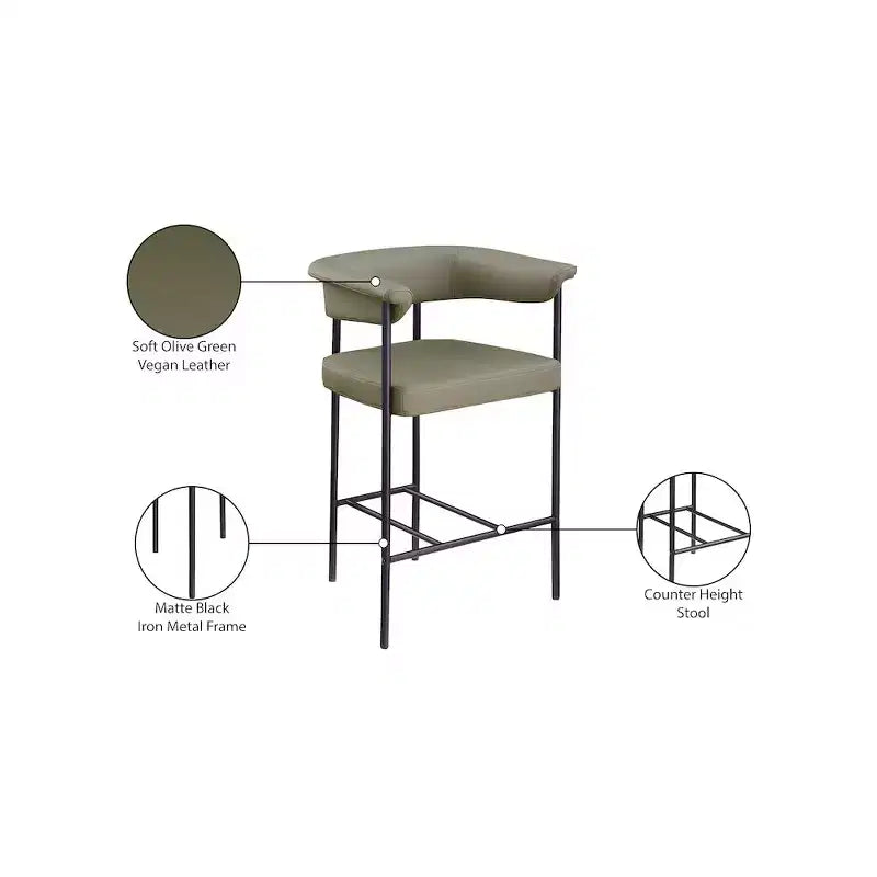 Meridian Furniture, Tabouret de comptoir Malin en tissu bouclette, Lot de 2