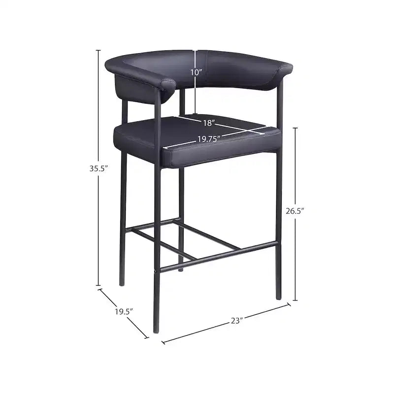 Meridian Furniture, Tabouret de comptoir Malin en tissu bouclette, Lot de 2