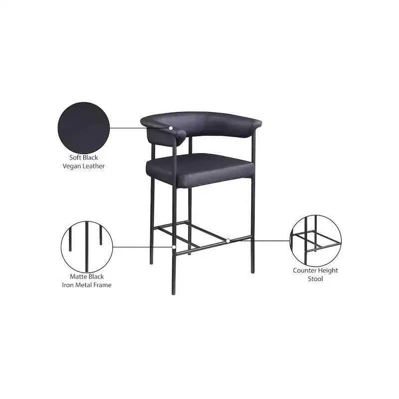 Meridian Furniture, Tabouret de comptoir Malin en tissu bouclette, Lot de 2