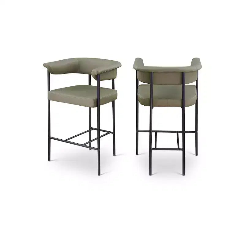 Meridian Furniture, Tabouret de comptoir Malin en tissu bouclette, Lot de 2