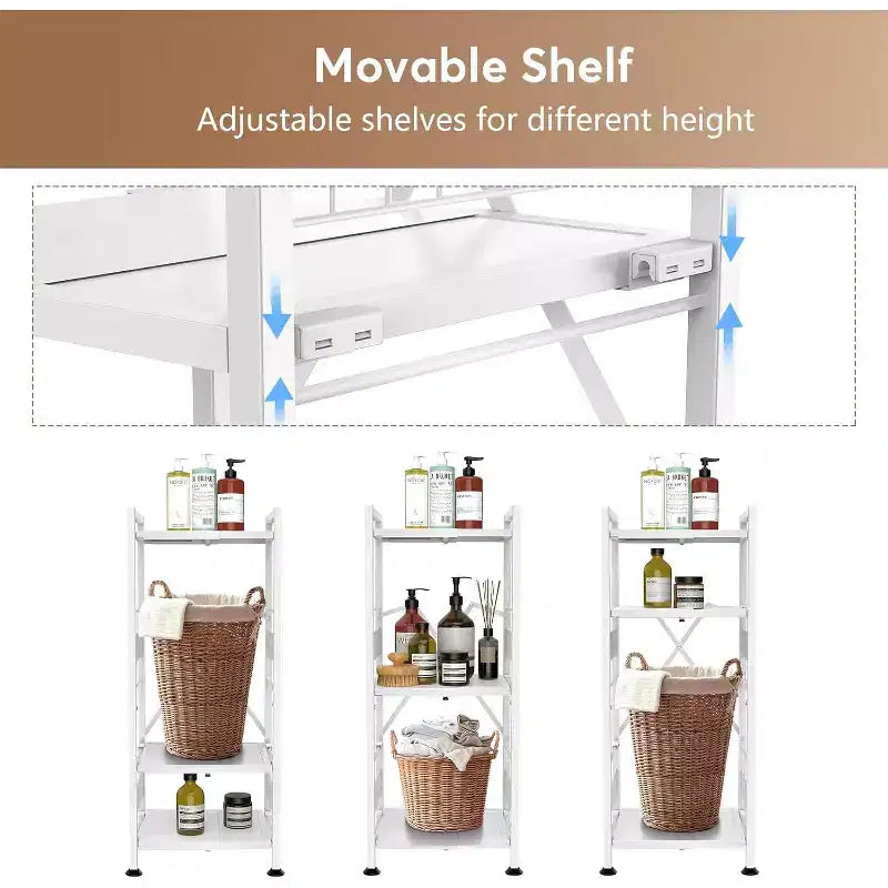 Hooure Étagère Étroite à 3 Niveaux Gain de Place (Extensible, Métal, Étagère d'Angle Autoportante)
