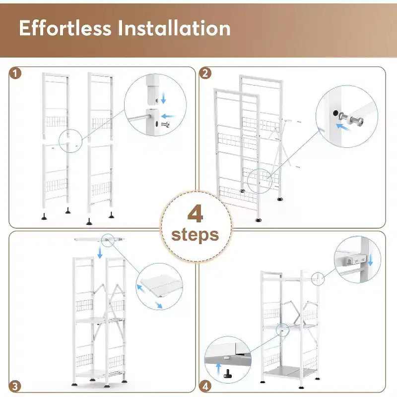 Hooure Étagère Étroite à 3 Niveaux Gain de Place (Extensible, Métal, Étagère d'Angle Autoportante)
