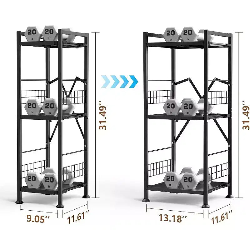 Hooure Étagère Étroite à 3 Niveaux Gain de Place (Extensible, Métal, Étagère d'Angle Autoportante)