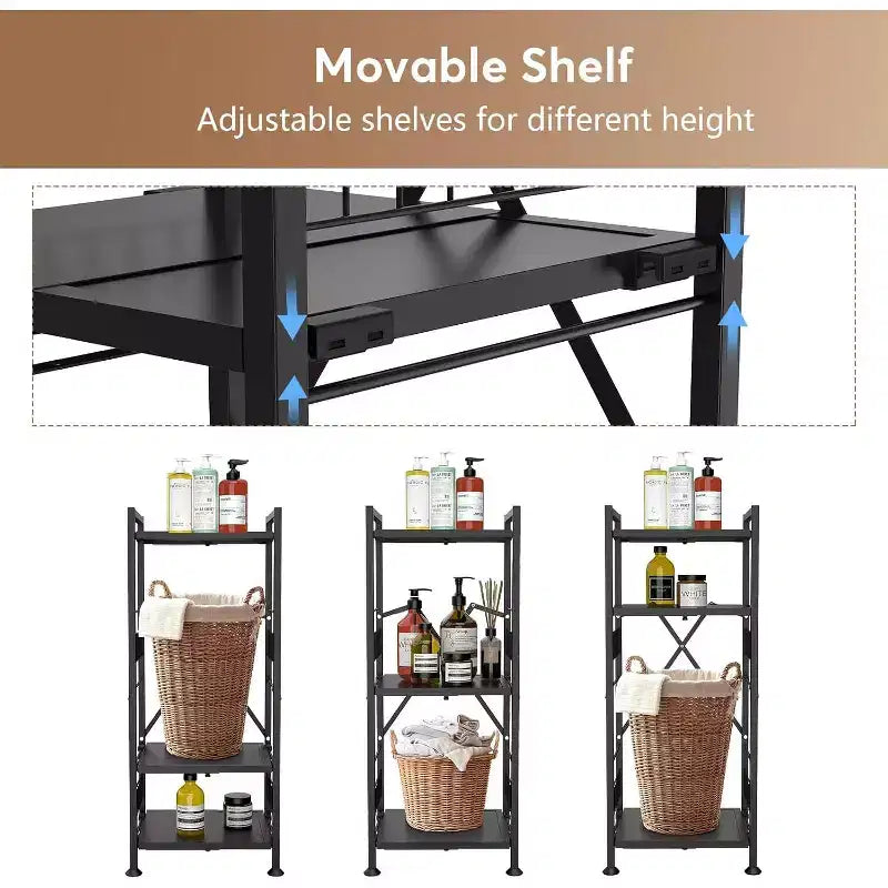 Hooure Étagère Étroite à 3 Niveaux Gain de Place (Extensible, Métal, Étagère d'Angle Autoportante)