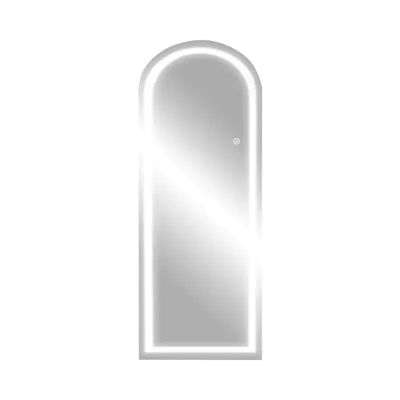 MAYEERTY Miroir pleine longueur sans cadre en alliage d'aluminium en forme d'arche avec support pour salon chambre à coucher