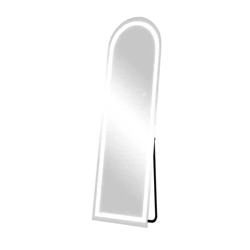 MAYEERTY Miroir pleine longueur sans cadre en alliage d'aluminium en forme d'arche avec support pour salon chambre à coucher
