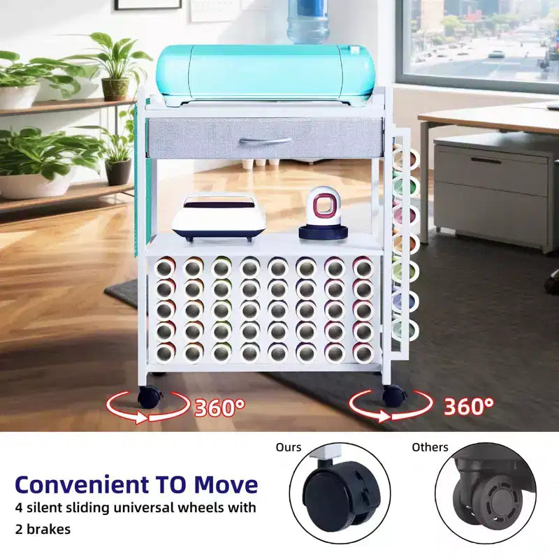 Chariot de rangement et d'organisation pour loisirs créatifs compatible avec machine Cricut, meuble de rangement roulant pour loisirs créatifs
