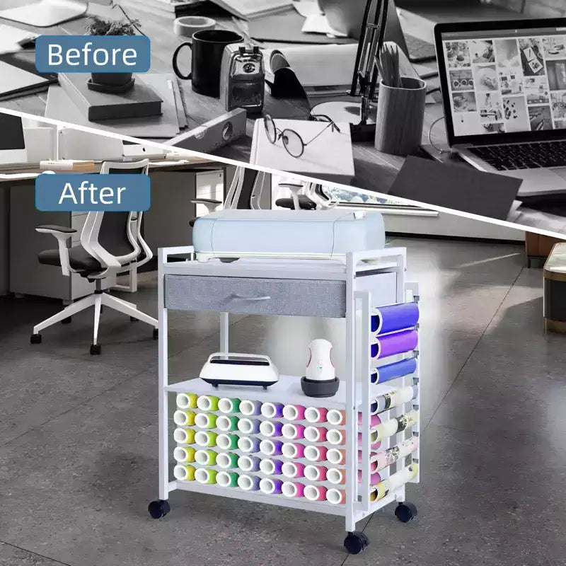 Chariot de rangement et d'organisation pour loisirs créatifs compatible avec machine Cricut, meuble de rangement roulant pour loisirs créatifs