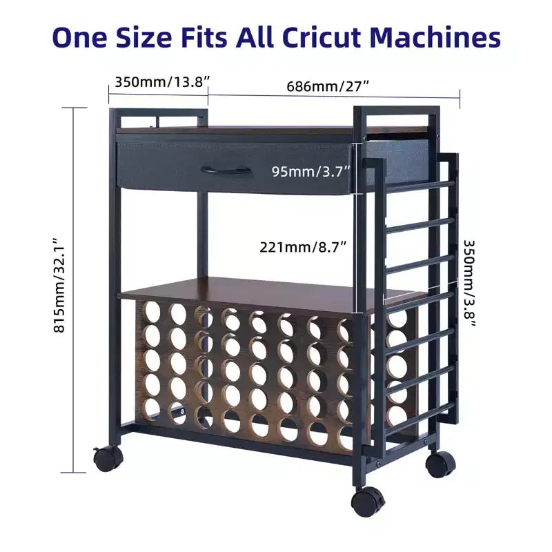 Chariot de rangement et d'organisation pour loisirs créatifs compatible avec machine Cricut, meuble de rangement roulant pour loisirs créatifs