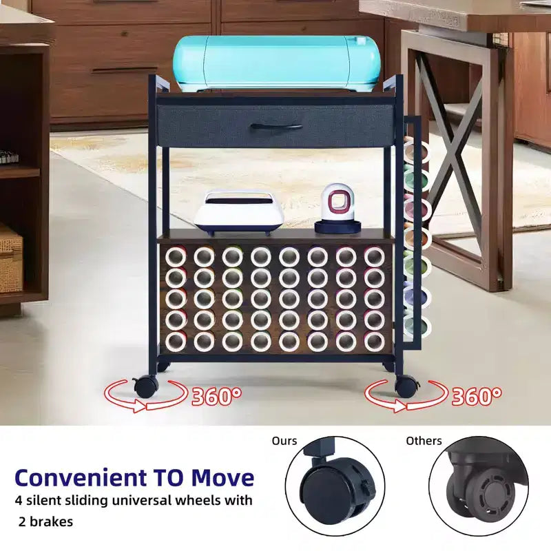 Chariot de rangement et d'organisation pour loisirs créatifs compatible avec machine Cricut, meuble de rangement roulant pour loisirs créatifs