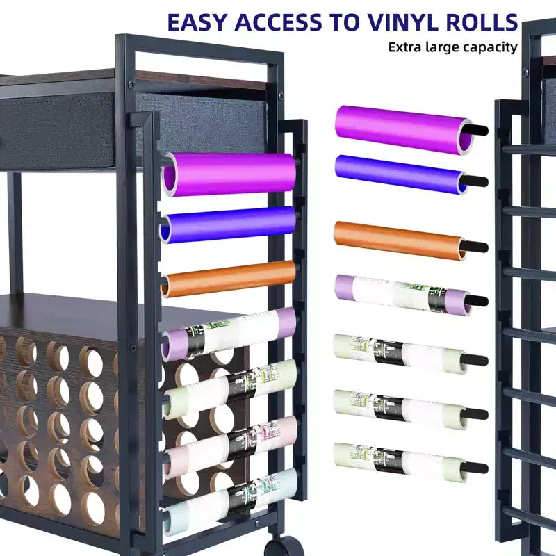 Chariot de rangement et d'organisation pour loisirs créatifs compatible avec machine Cricut, meuble de rangement roulant pour loisirs créatifs