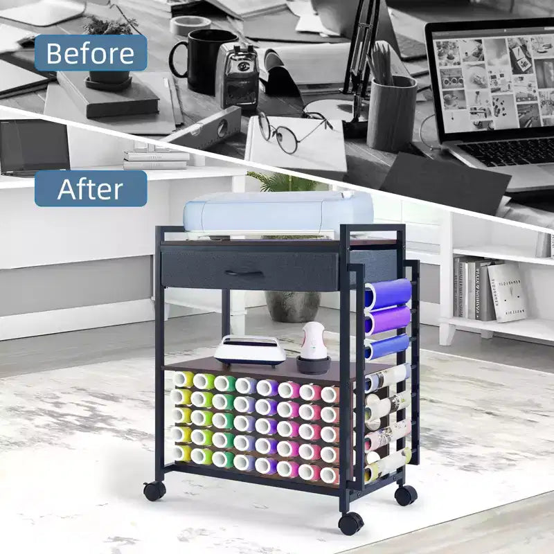 Chariot de rangement et d'organisation pour loisirs créatifs compatible avec machine Cricut, meuble de rangement roulant pour loisirs créatifs