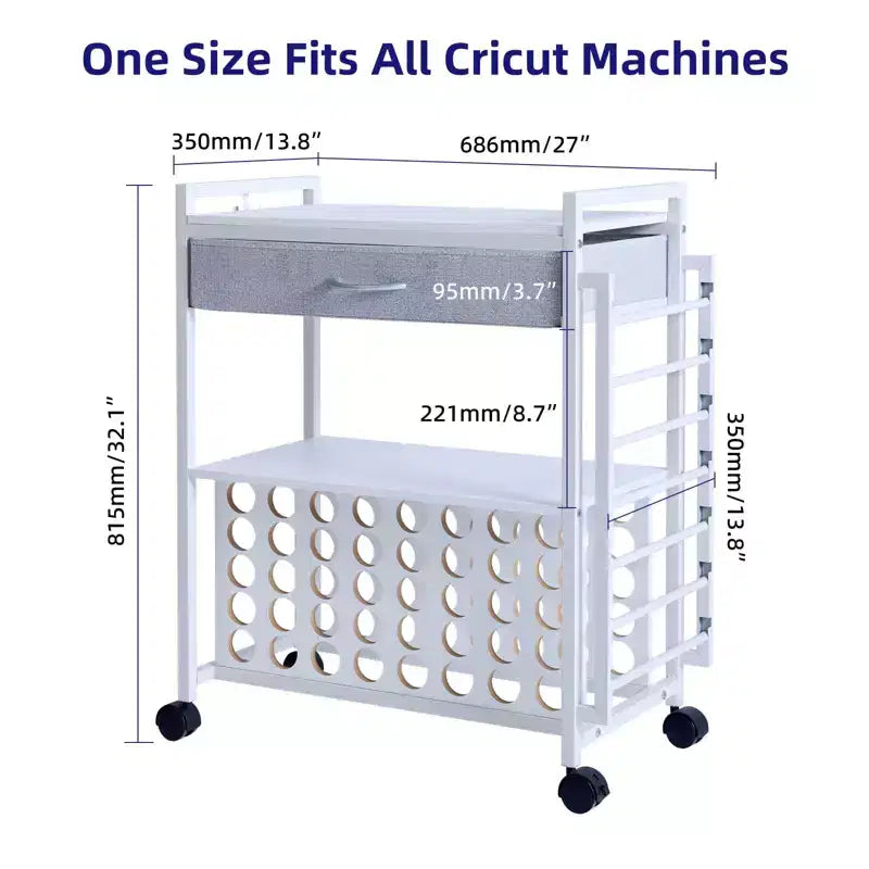 Chariot de rangement et d'organisation pour loisirs créatifs compatible avec machine Cricut, meuble de rangement roulant pour loisirs créatifs