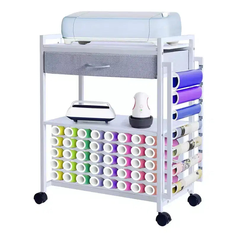 Chariot de rangement et d'organisation pour loisirs créatifs compatible avec machine Cricut, meuble de rangement roulant pour loisirs créatifs