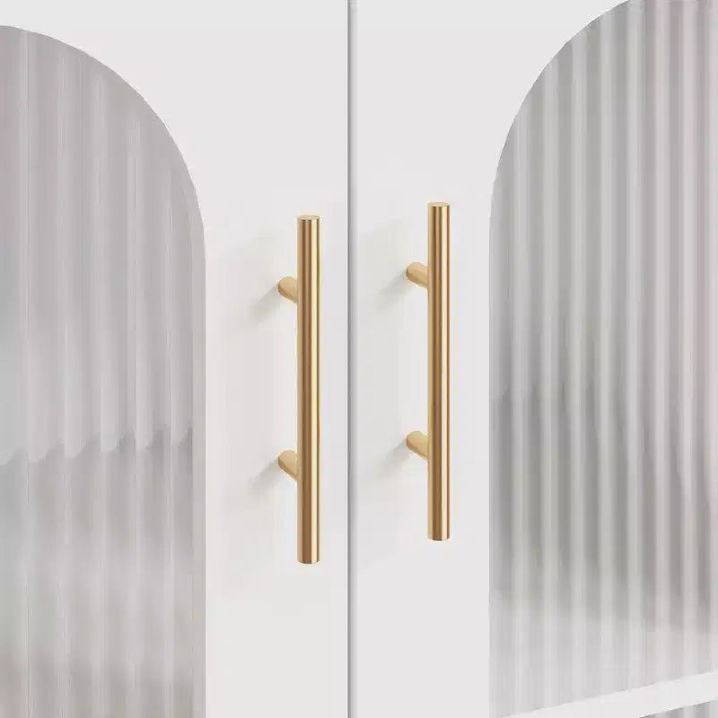 Coolmee Buffet Bahut, Meuble de Rangement Moderne en Verre Arqué avec Étagères Réglables, Meuble de Rangement Multifonctionnel de 100 cm