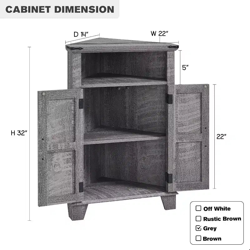 Meuble d'angle de salle de bain Dcolora, petit meuble d'angle de style rustique avec porte de grange