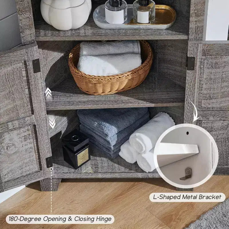Meuble d'angle de salle de bain Dcolora, petit meuble d'angle de style rustique avec porte de grange