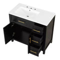 Bellemave 36 Bathroom Vanity with Sink, Black Bathroom Vanity with Drawers, Black Bathroom Cabinet with Gold Handles