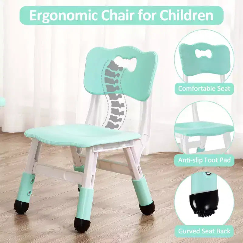 COZONY Table Enfant Réglable avec 4 Chaises, Ensemble Table d'Activités pour Tout-Petits de 23" pour les 2-10 Ans, Bureau de Salle de Jeux Maternelle avec Pieds Antidérapants et Plateau Anti-Graffiti