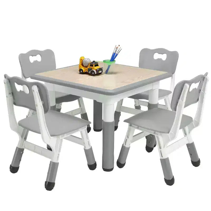 COZONY Table Enfant Réglable avec 4 Chaises, Ensemble Table d'Activités pour Tout-Petits de 23" pour les 2-10 Ans, Bureau de Salle de Jeux Maternelle avec Pieds Antidérapants et Plateau Anti-Graffiti