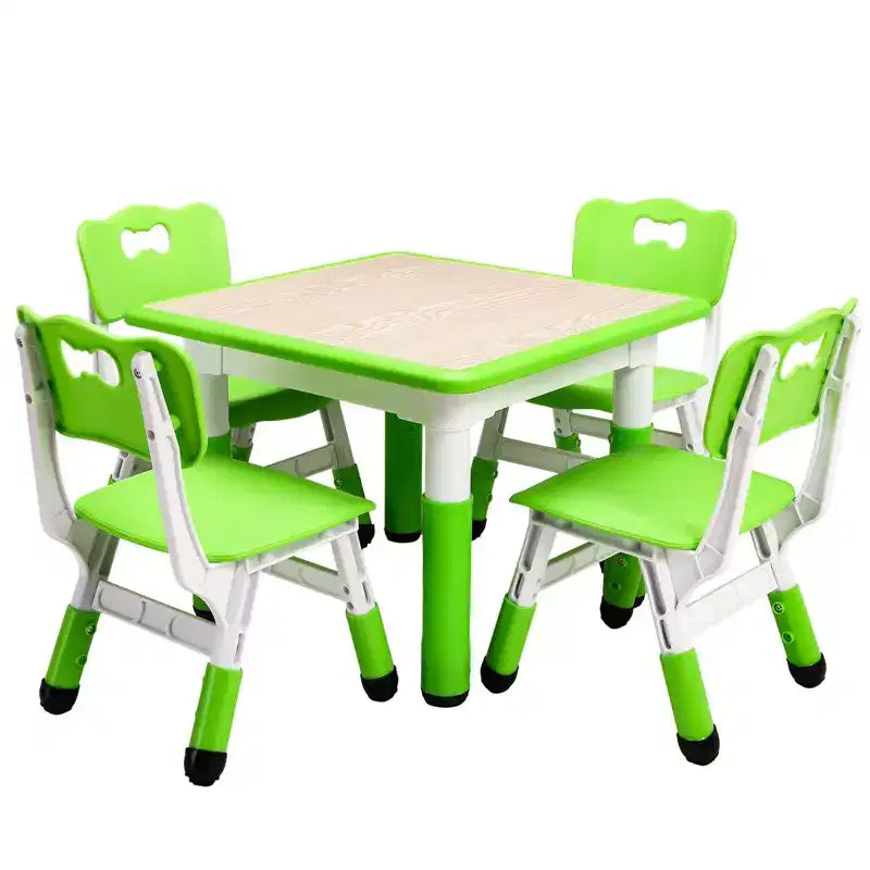 COZONY Table Enfant Réglable avec 4 Chaises, Ensemble Table d'Activités pour Tout-Petits de 23" pour les 2-10 Ans, Bureau de Salle de Jeux Maternelle avec Pieds Antidérapants et Plateau Anti-Graffiti