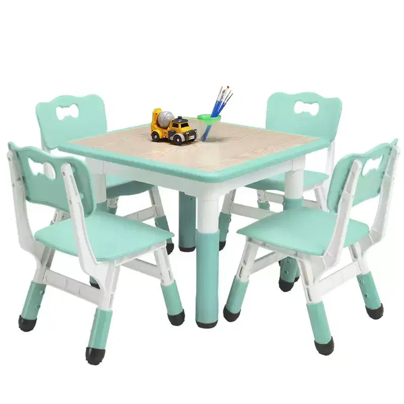 COZONY Table Enfant Réglable avec 4 Chaises, Ensemble Table d'Activités pour Tout-Petits de 23" pour les 2-10 Ans, Bureau de Salle de Jeux Maternelle avec Pieds Antidérapants et Plateau Anti-Graffiti