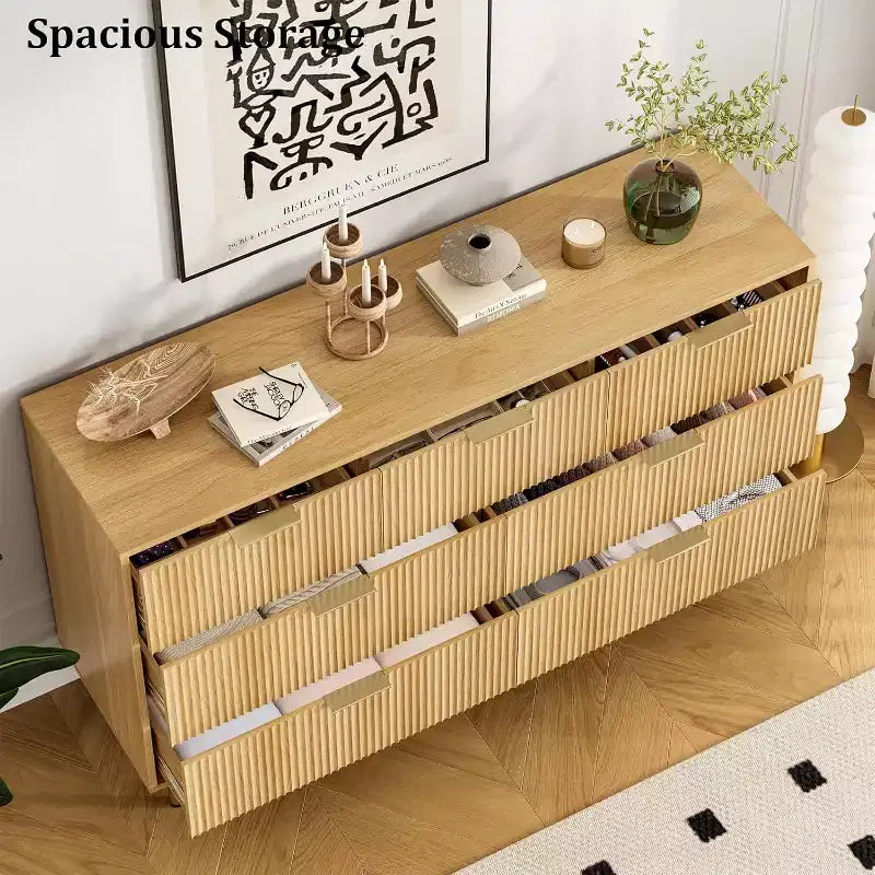 Commode COZONY 7 tiroirs cannelés, meuble de rangement moderne en bois, mobilier de chambre pour salon et couloir
