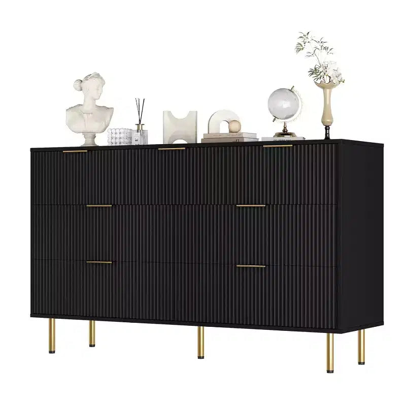 Commode COZONY 7 tiroirs cannelés, meuble de rangement moderne en bois, mobilier de chambre pour salon et couloir