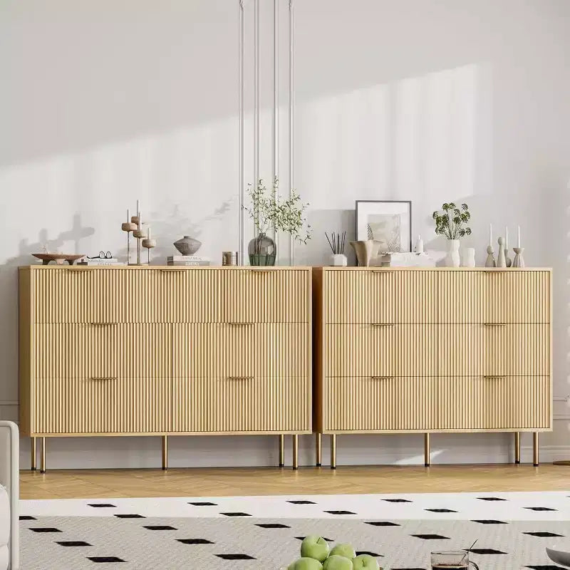 Commode COZONY 7 tiroirs cannelés, meuble de rangement moderne en bois, mobilier de chambre pour salon et couloir