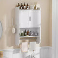 VECELO Bathroom Storage Cabinet, Wall Mount Storage Organizer with 2 Doors & 1 Open Shelf, White