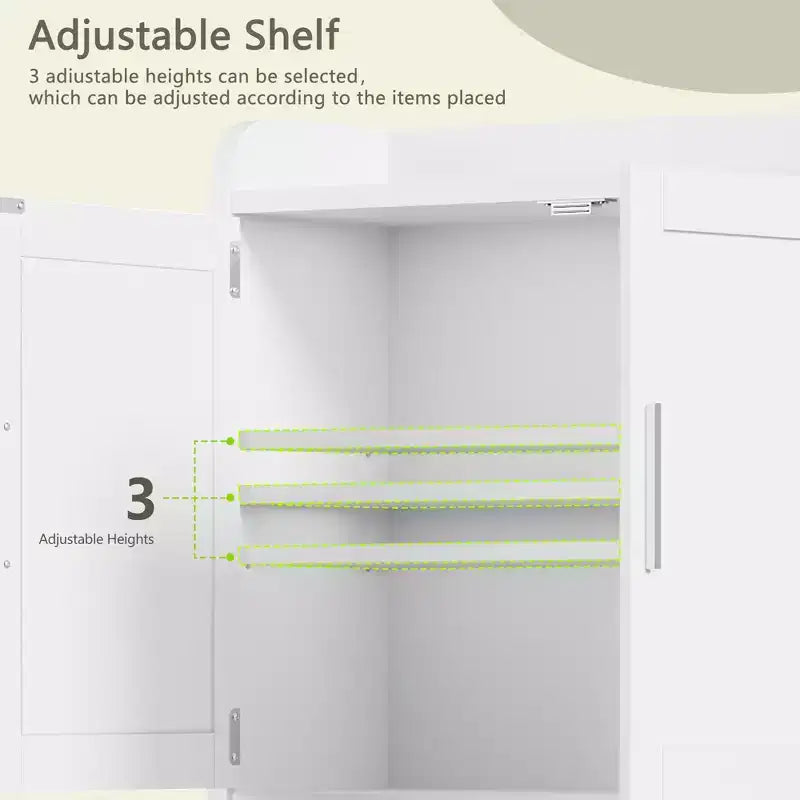 Meuble de rangement de salle de bain VECELO, organisateur de rangement mural avec 2 portes et 1 étagère ouverte, blanc