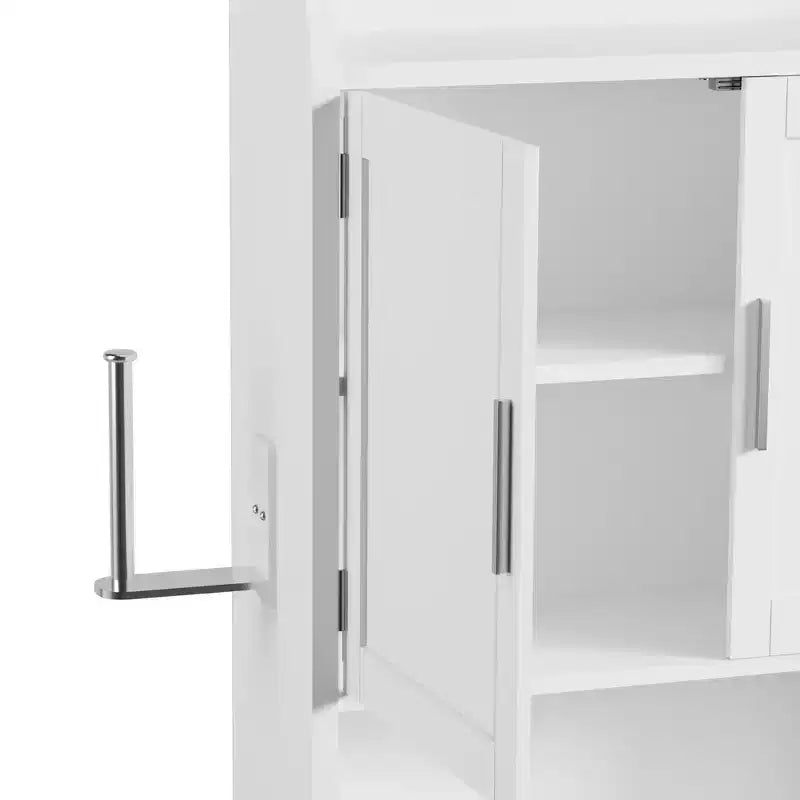 Meuble de rangement de salle de bain VECELO, organisateur de rangement mural avec 2 portes et 1 étagère ouverte, blanc