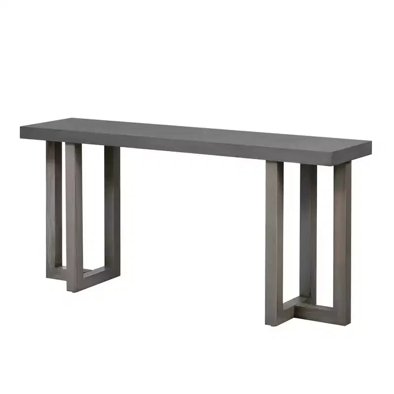 Console moderne Okak 63 po avec pieds en bois massif, table d'entrée élégante avec plateau épais, table de couloir pour salon, chambre à coucher