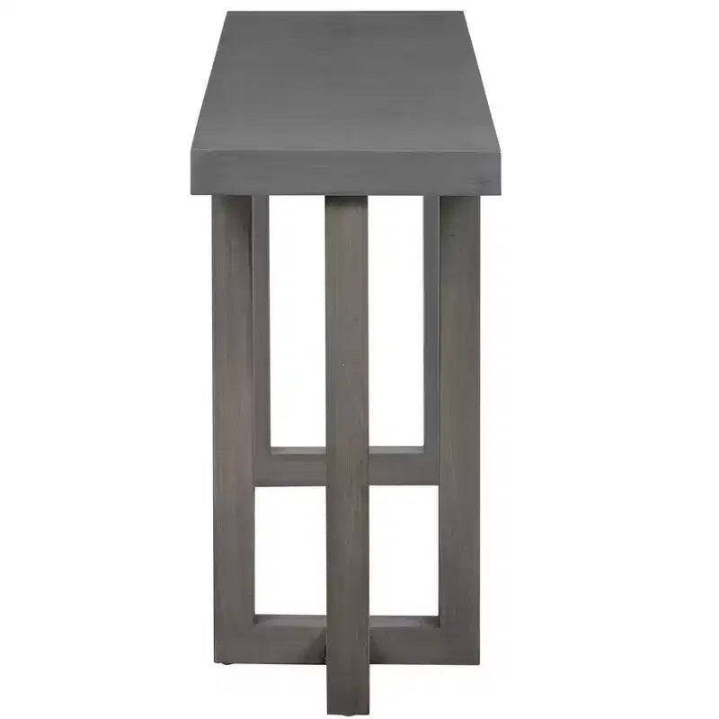 Console moderne Okak 63 po avec pieds en bois massif, table d'entrée élégante avec plateau épais, table de couloir pour salon, chambre à coucher