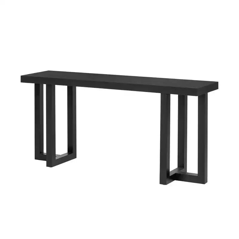 Console moderne Okak 63 po avec pieds en bois massif, table d'entrée élégante avec plateau épais, table de couloir pour salon, chambre à coucher