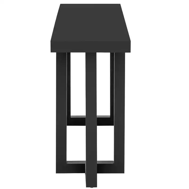 Console moderne Okak 63 po avec pieds en bois massif, table d'entrée élégante avec plateau épais, table de couloir pour salon, chambre à coucher