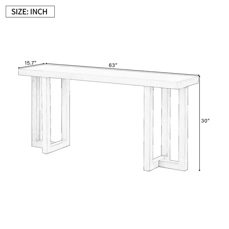 Console moderne Okak 63 po avec pieds en bois massif, table d'entrée élégante avec plateau épais, table de couloir pour salon, chambre à coucher