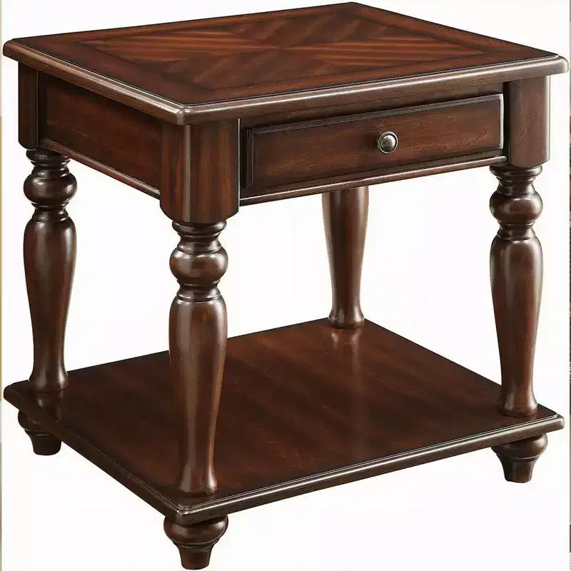 Table d'appoint en bois avec 1 tiroir et 1 étagère inférieure