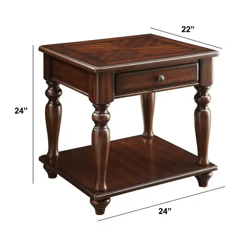 Table d'appoint en bois avec 1 tiroir et 1 étagère inférieure