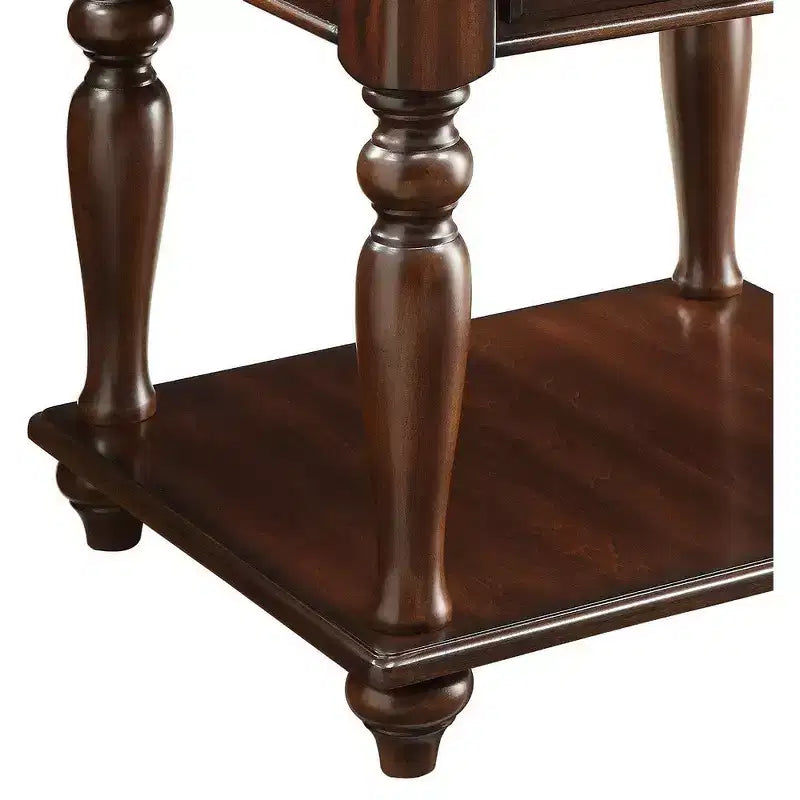 Table d'appoint en bois avec 1 tiroir et 1 étagère inférieure