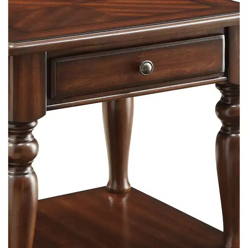 Table d'appoint en bois avec 1 tiroir et 1 étagère inférieure