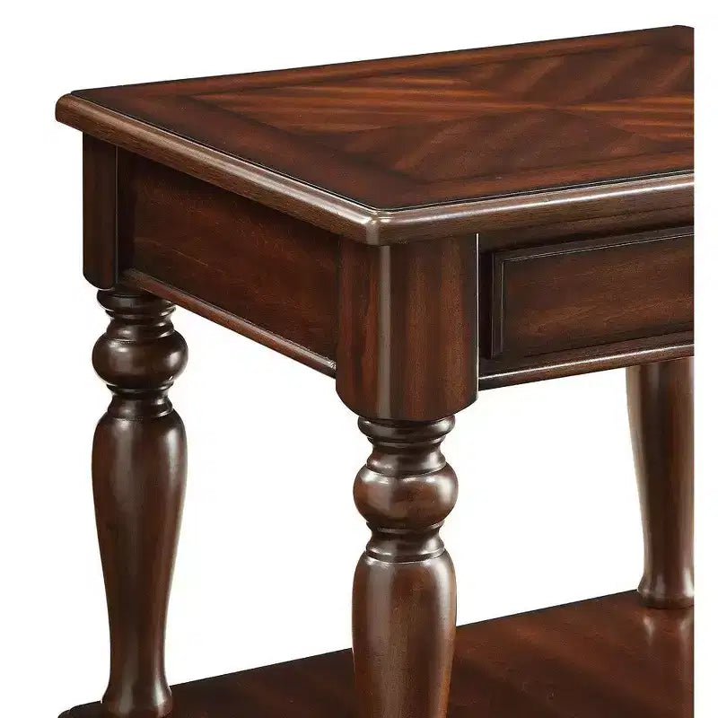 Table d'appoint en bois avec 1 tiroir et 1 étagère inférieure