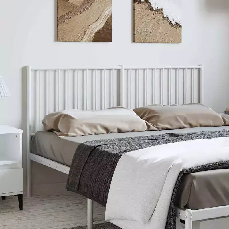 vidaXL Tête de lit en métal de 90 cm pour lits doubles, Tête de lit en acier durable pour chambre moderne minimaliste, Montage facile, Blanc