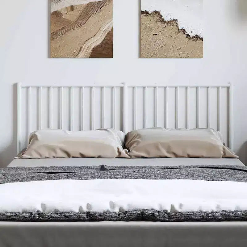 vidaXL Tête de lit en métal de 90 cm pour lits doubles, Tête de lit en acier durable pour chambre moderne minimaliste, Montage facile, Blanc